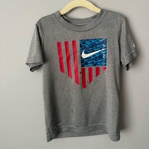 Nike Kids Gray Tee with Red and Blue Design